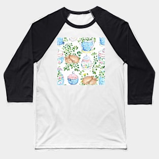 Deer and chinoiserie jars seamless pattern Baseball T-Shirt